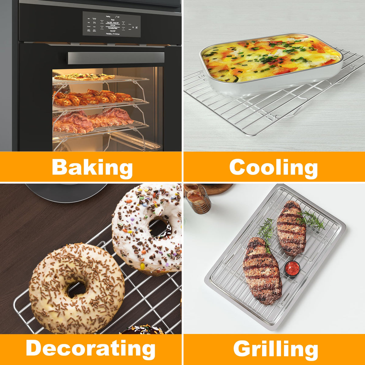 Qukaka 3-tier cooling rack folded-feet allow compact, versatile storage.