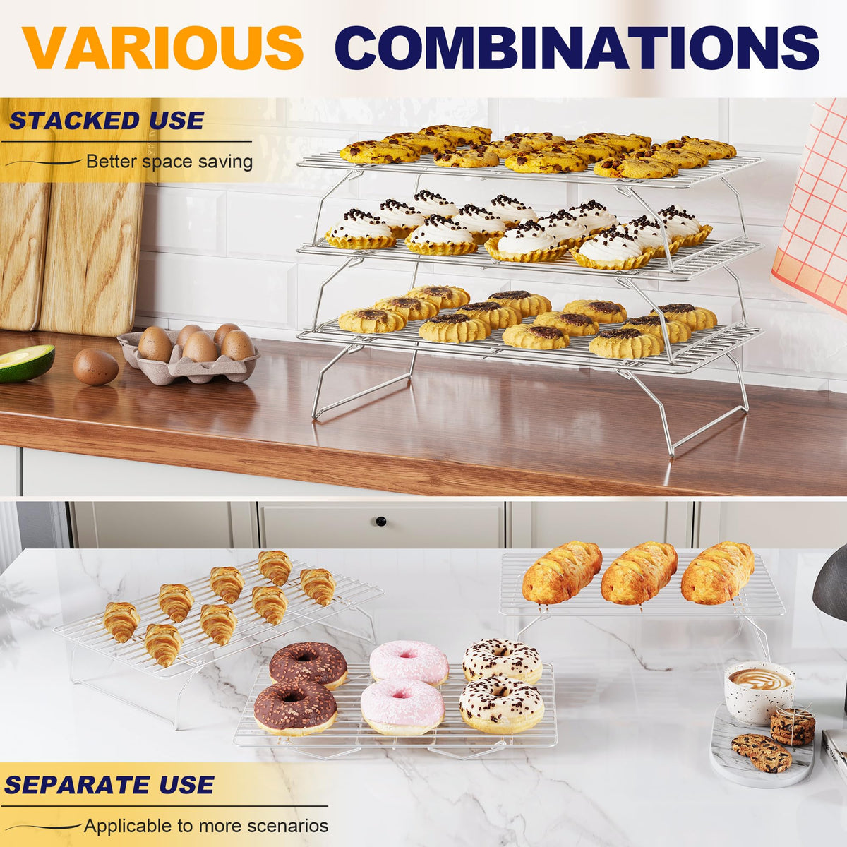 Qukaka 3-tier cooling rack full-batch setup boosts throughput and organization.