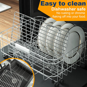 Qukaka 3-tier cooling rack rust-resistant stainless steel for lasting use.