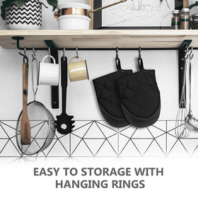 Qulable short oven mitts, easy-clean surface after cooking messes.
