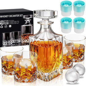 QUMMFA whiskey decanter 25oz enhances color visibility for elegant home bar displays.