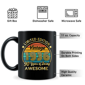 QUPT 1936 mug top view emphasizing 11 oz capacity for beverages