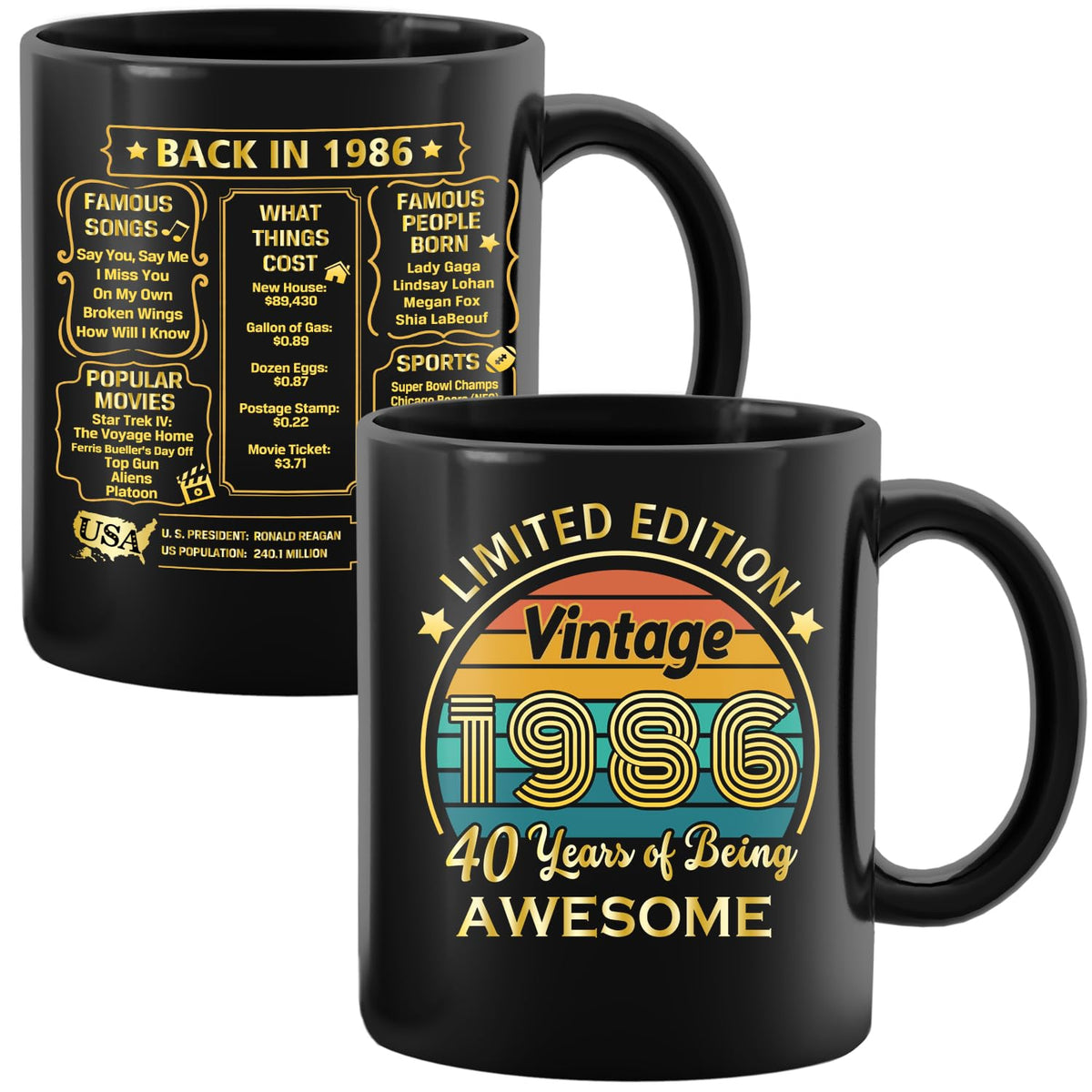 QUPT 40th birthday mug with 1986 design for daily coffee ritual.