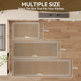 Quqei kitchen mat has an absorbent surface that soaks up spills quickly.