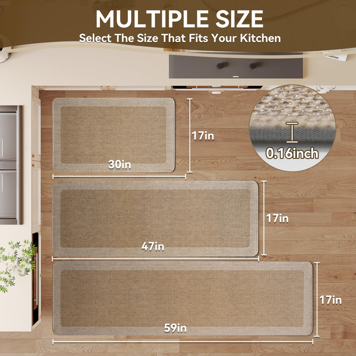 Quqei kitchen mat shows absorbent surface capturing spills quickly.