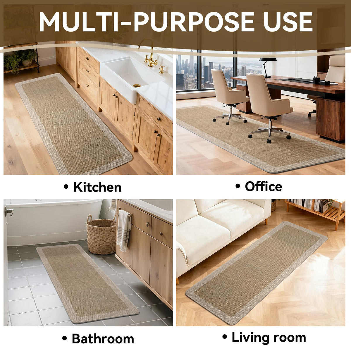 Quqei kitchen mat is easy to clean by vacuuming or hose rinse.