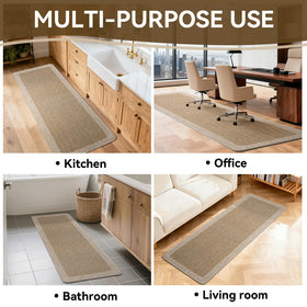 Quqei kitchen mat is easy to clean by vacuuming or hose rinse.
