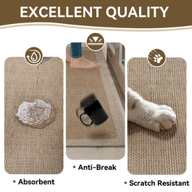 Quqei kitchen mat sits in front of the sink for comfort during washing.