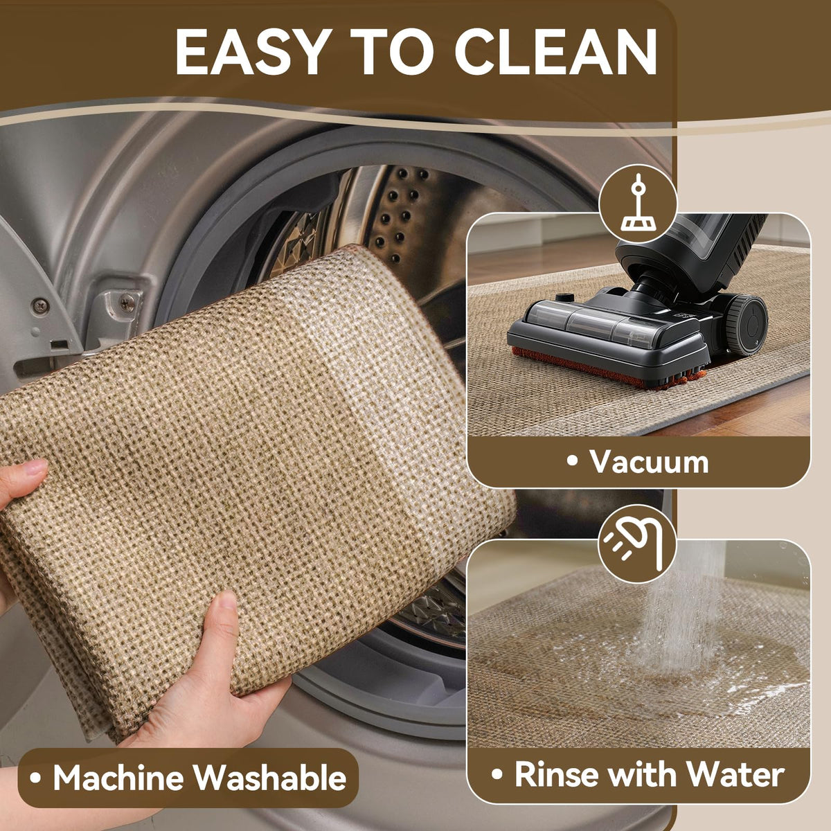 Quqei mat features reinforced edges for long-lasting durability.