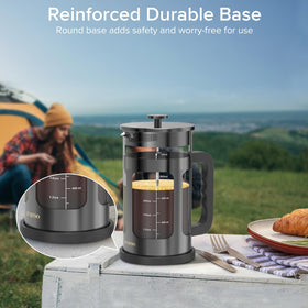 QuqiYSO 34oz setup suitable for tea, coffee, and herbal infusions.