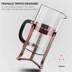 QUQIYSO borosilicate glass carafe provides heat resistance and visible brew strength.