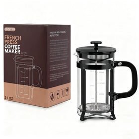 QUQIYSO French Press glass body showcases coffee color and clarity.