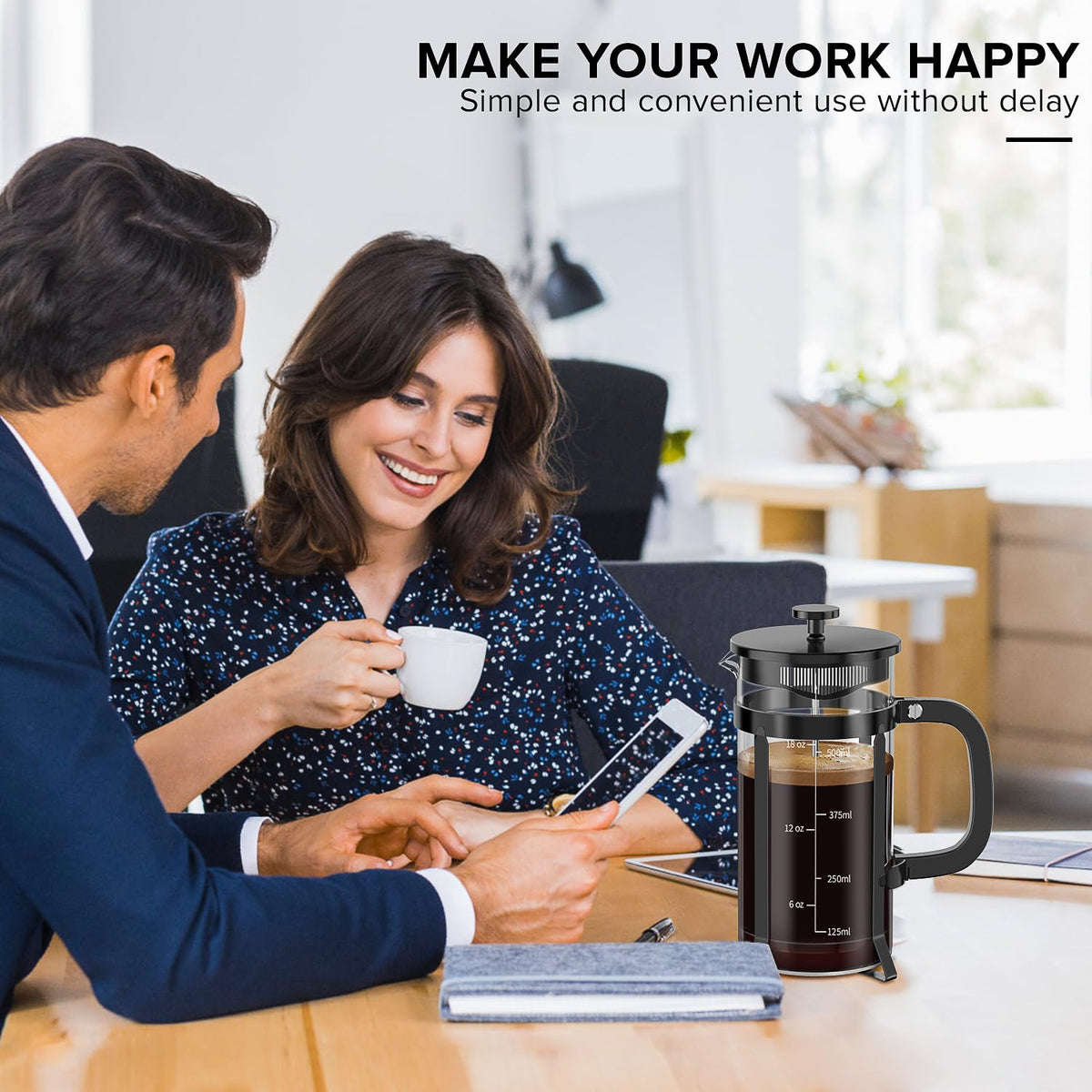QUQIYSO coffee press dishwasher-safe parts simplify cleanup after brewing.