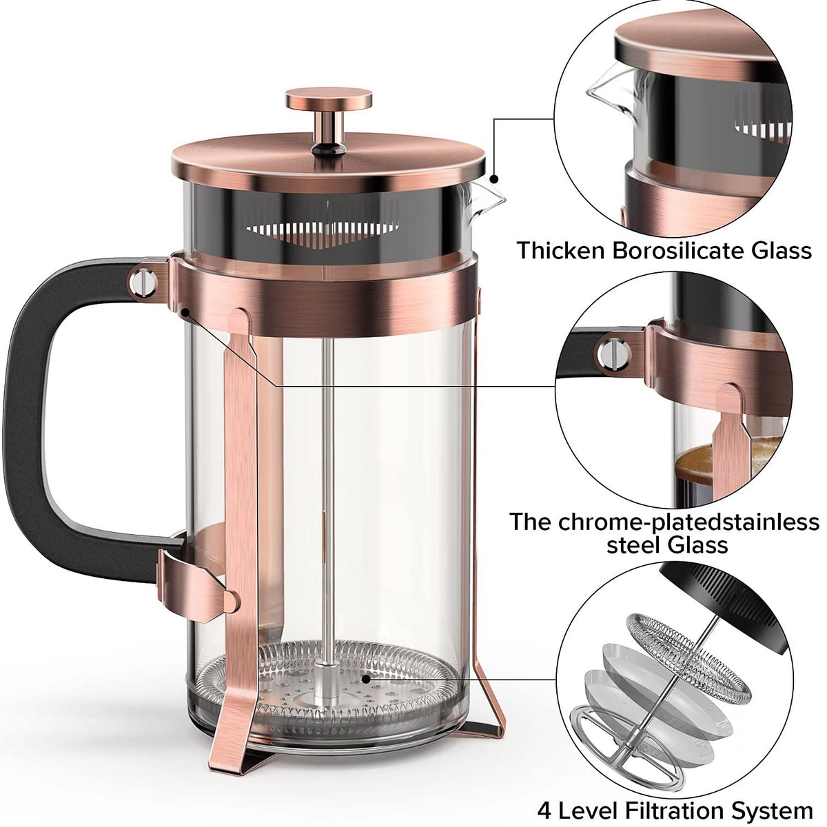 QUQIYSO easy-clean lid and plunger make setup and cleanup quick and convenient.