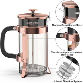 QUQIYSO easy-clean lid and plunger make setup and cleanup quick and convenient.