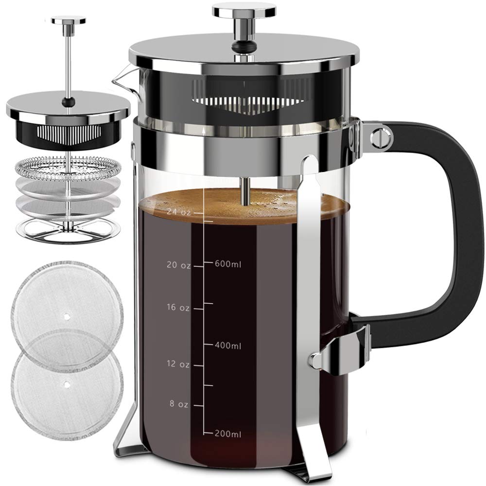 QUQIYSO French press 34oz brewing with rich crema and minimal sediment