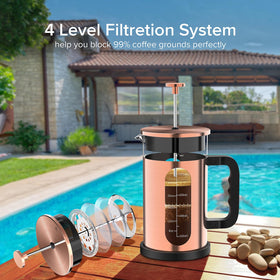 Easy-clean design of QUQIYSO French Press reduces mess after use.