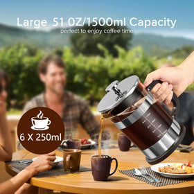 QUQIYSO French Press easy-clean design makes rinsing quick and simple