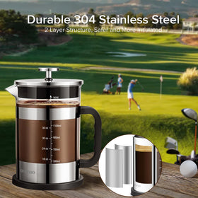 QUQIYSO French Press heat-resistant body withstands high temperatures for daily use