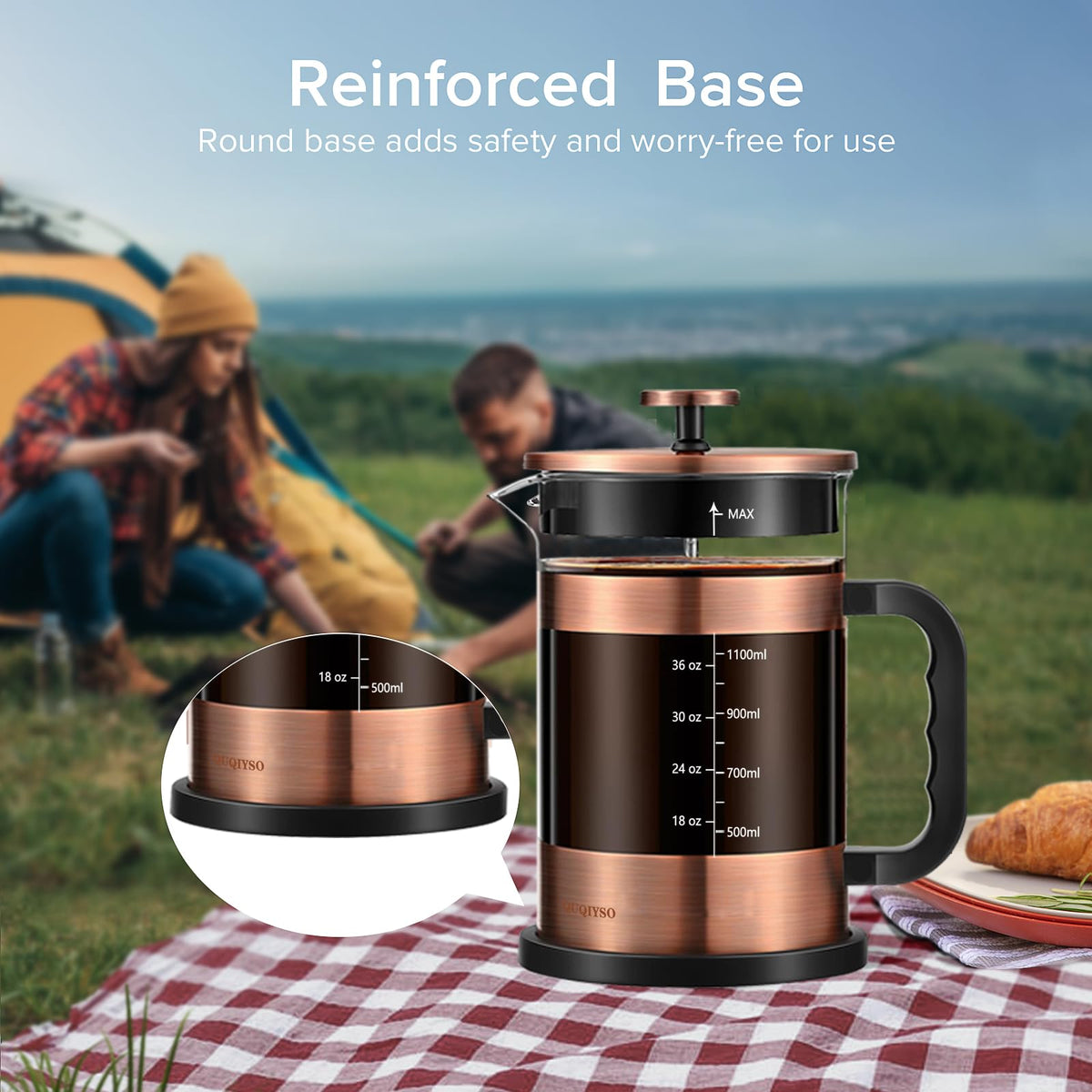 QUQIYSO heat-resistant outer design endures high temps during brewing