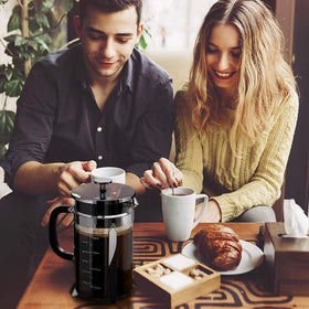 QUQIYSO silver finish coffee press suits modern kitchen