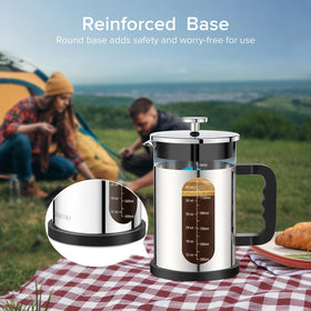 QUQIYSO stainless steel filter close-up demonstrates effective filtration for smooth coffee.
