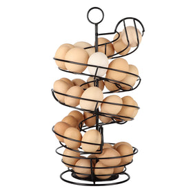 QUTREY black metal egg holder spiral display on kitchen counter