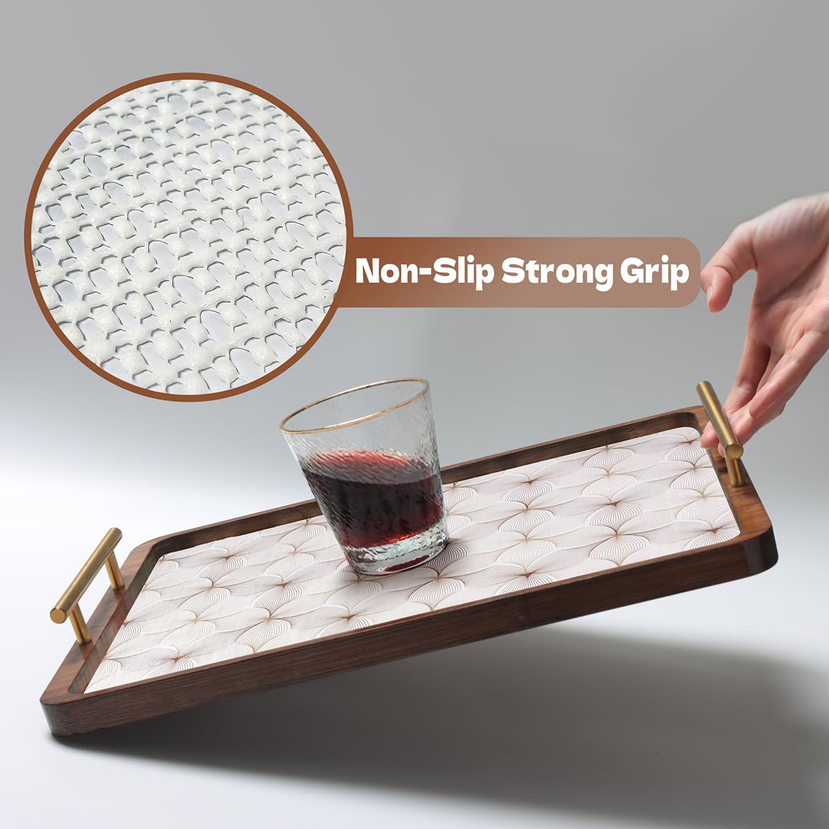 Quttisay non-slip drawer liner with grip keeps utensils in place during cooking.