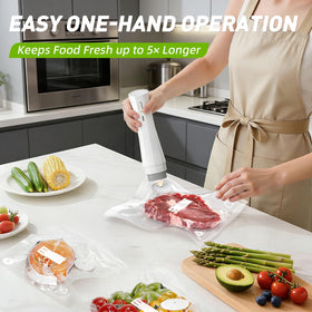 QUWRI cordless vacuum sealer charging via USB-C for portable use
