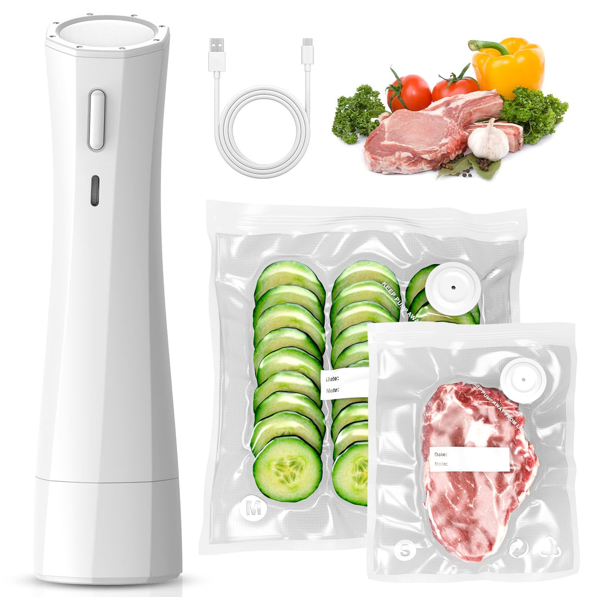 QUWRI handheld vacuum sealer demonstrates 65kPa suction for quick air removal