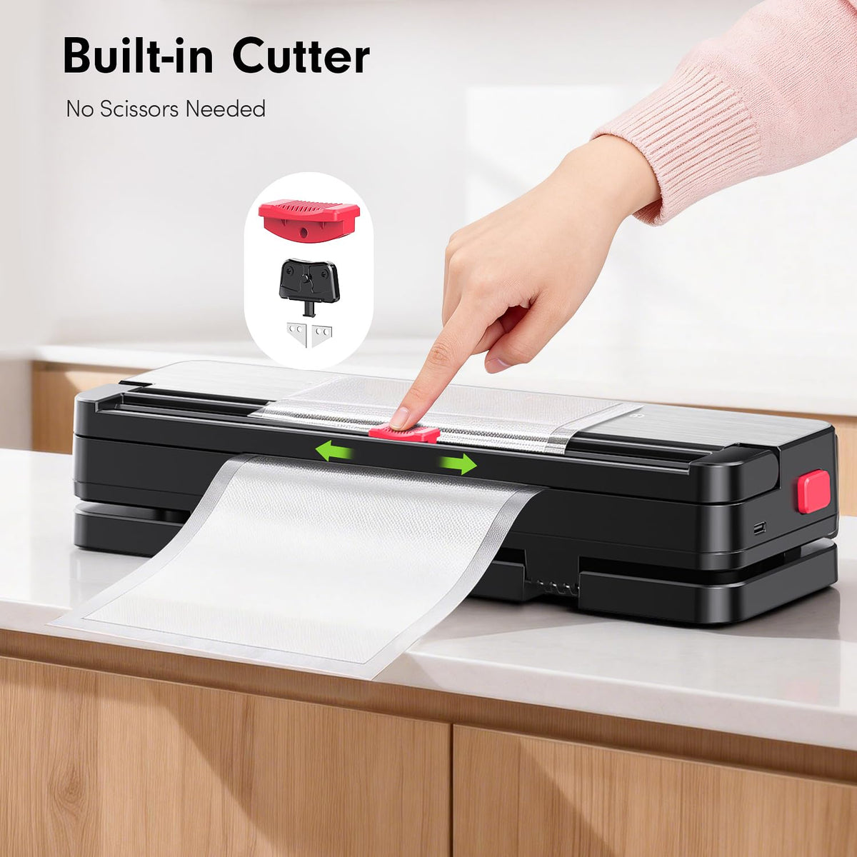 QUWRI sealer includes built-in cutter for custom bag sizes