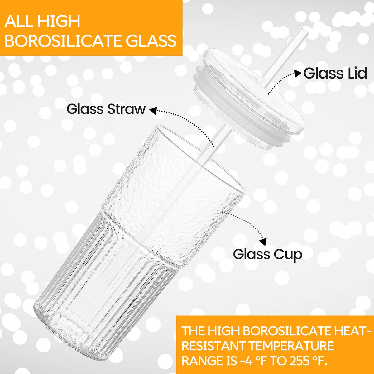 QWEZXO high borosilicate tumbler maintains clarity and resists heat during busy mornings.