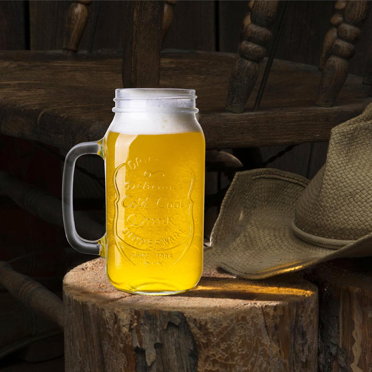 QWEZXO dishwasher-safe mason jar glasses for quick cleanup after events.