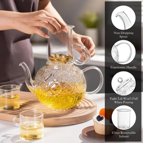 QWEZXO removable infuser detail enables clean filtration of delicate tea leaves.