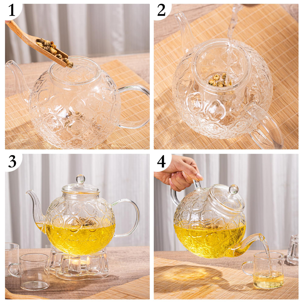 QWEZXO teapot design with non-drip spout keeps your pour tidy.
