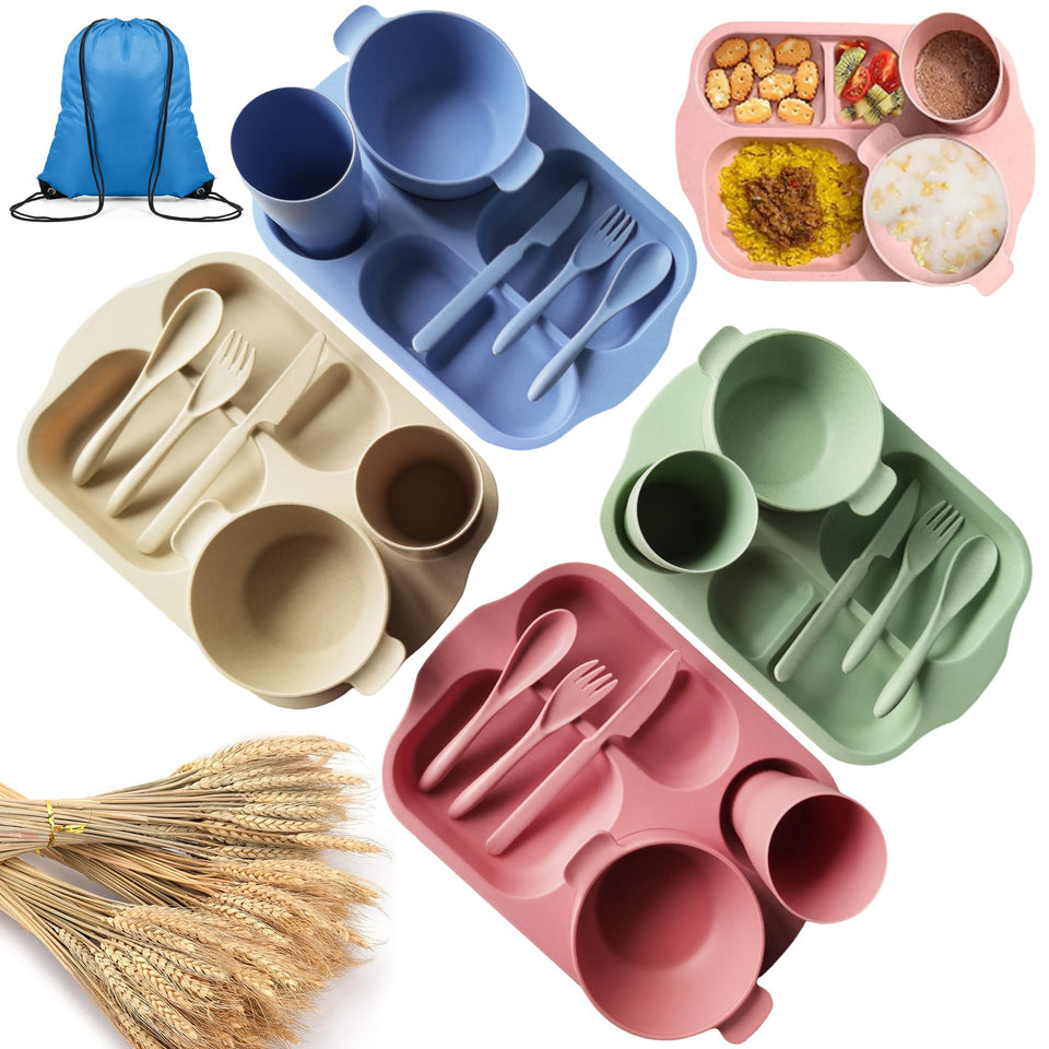 QWFHOME wheat straw plates beige for everyday meals and safe, non-toxic dining