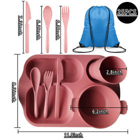 QWFHOME wheat straw plates pink enable lightweight dining for kids and adults