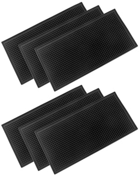 QWORK 12x6 black bar mat with non-slip surface for stable glassware drying.