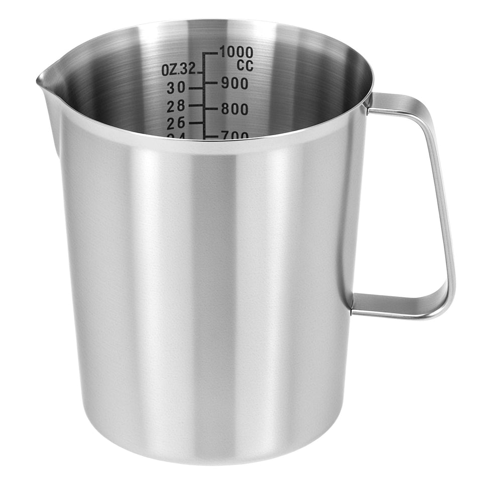QWORK 304 stainless steel measuring cup with pour spout for precise measurements.
