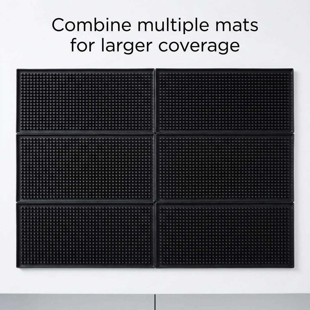 QWORK soft PVC cushion bar mat protecting delicate glassware on countertops.