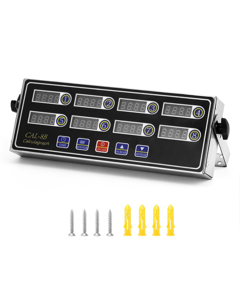 QWORK Digital Kitchen Timer 8-channel front view for managing multiple dishes at once