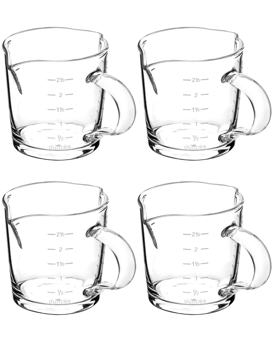 QWORK espresso shot glass with handle for easy pouring and grip.