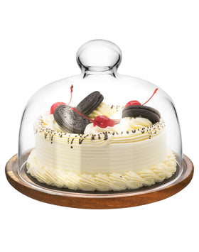 QWORK glass dome cloche protecting pastries while inviting elegant display