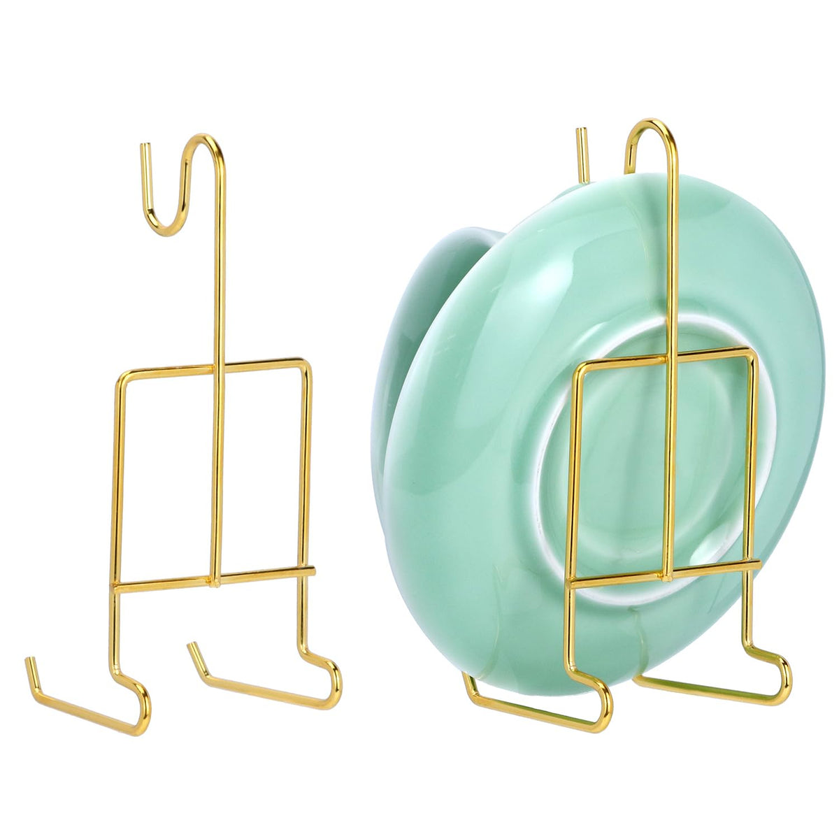 QWORK gold-coated saucer display stand for neat saucer organization