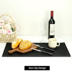 QWORK bar mat minimizes spills and protects countertops and glassware from damage.