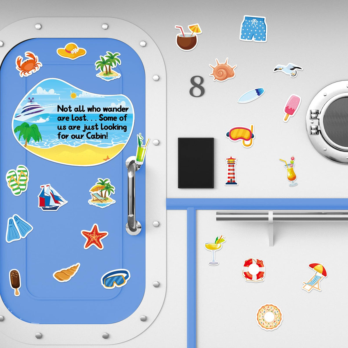 Qyeahkj funny sayings cruise magnet set adds eight witty door charms