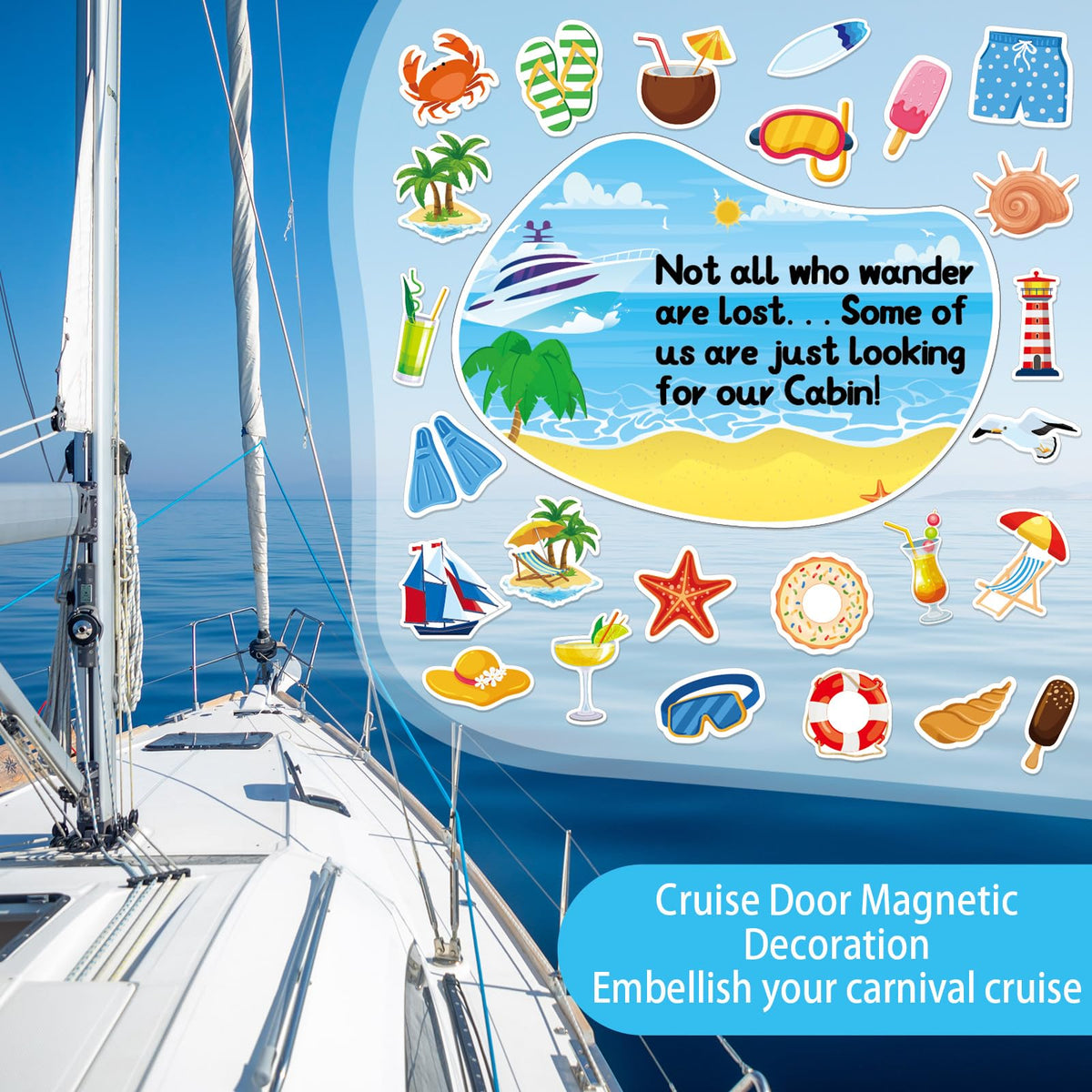 Qyeahkj multiuse fridge magnet with cruise-themed decor for home and travel