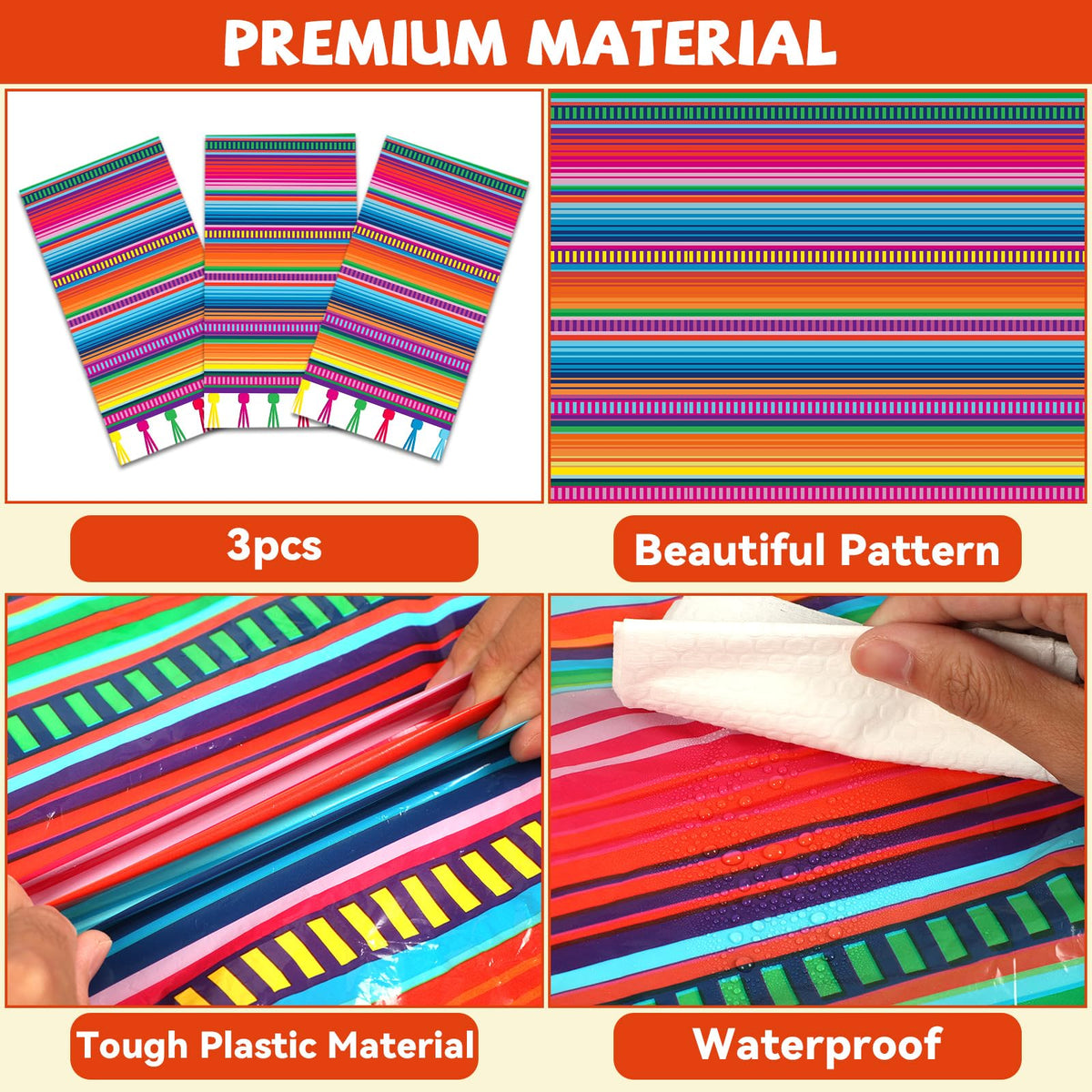 Qyeahkj premium plastic tablecloth, non-toxic and odorless for safe party use