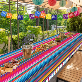 Qyeahkj serape stripes decor tablecloth enhancing party ambiance