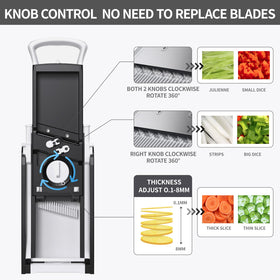 QYKIC slicer with large feed port for batch chopping and less refilling.